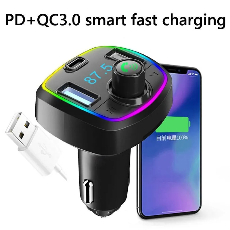 12-24v Qc3.0 Fast Charge Car Charger Bluetooth Black