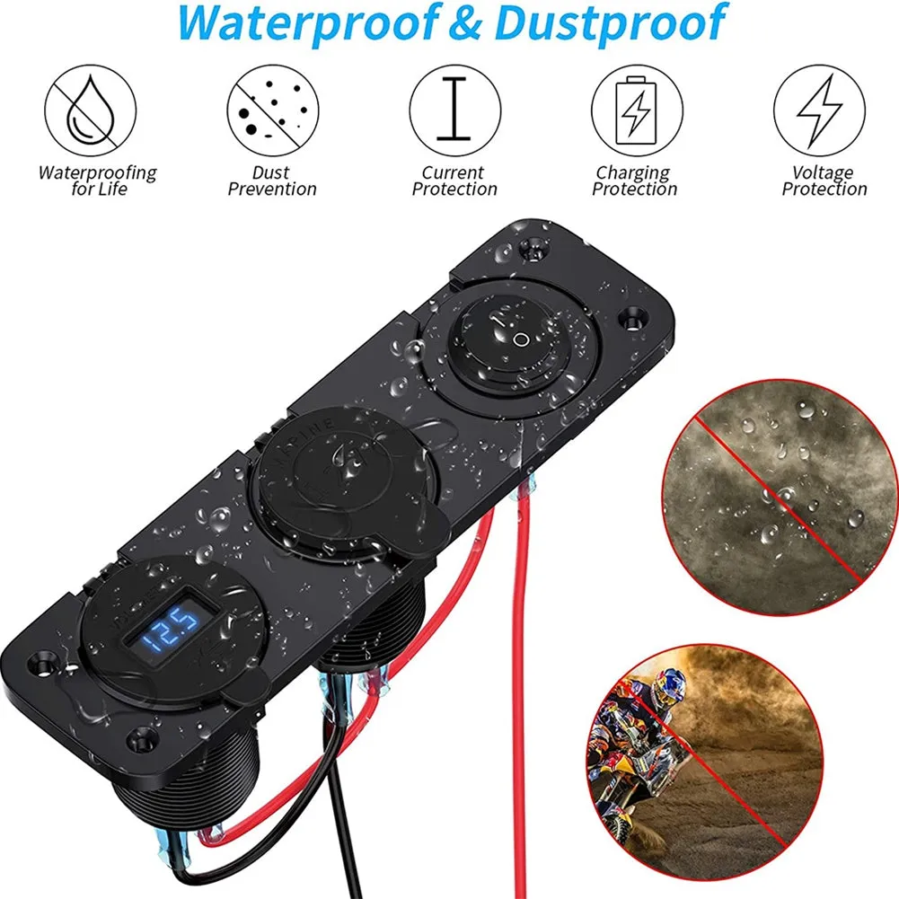 12-24v Rv Car Charger Socket Cigarette Lighter Waterproof Switch