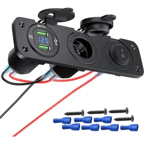 12-24v Rv Car Charger Socket Cigarette Lighter Waterproof Switch