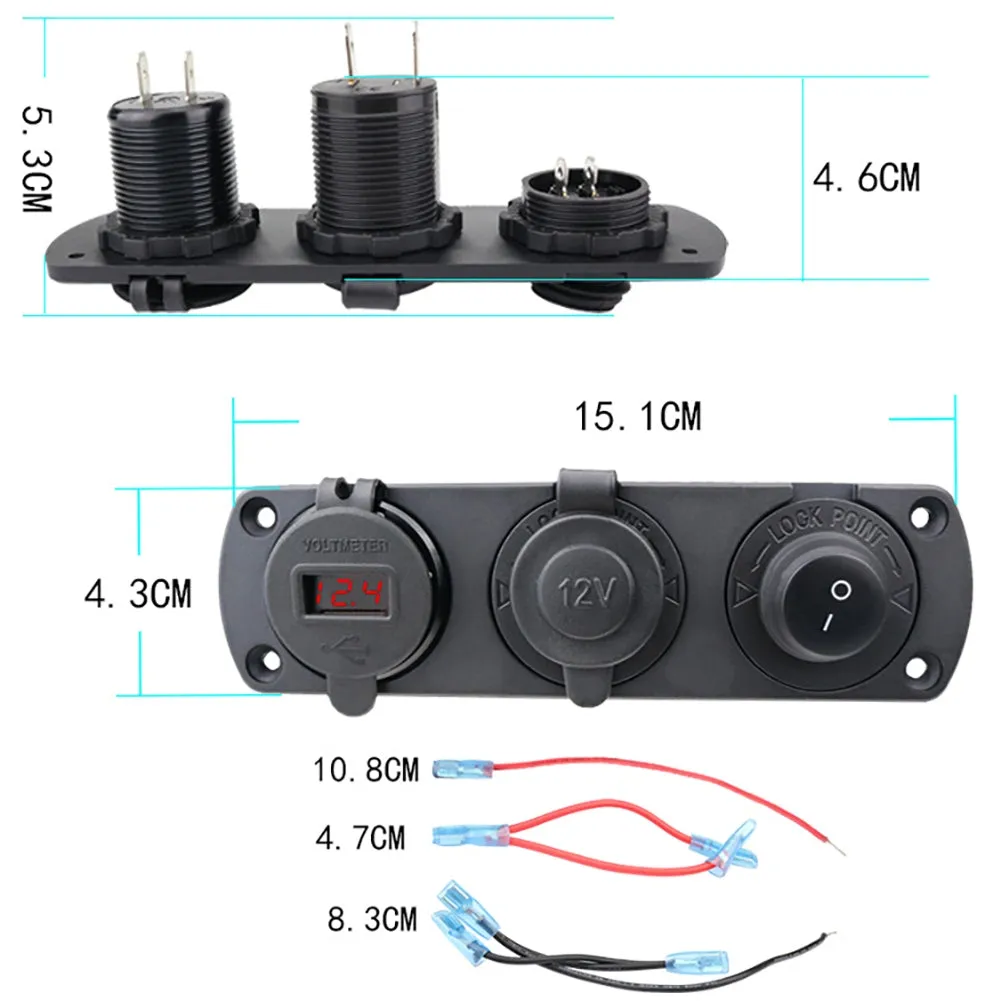 12-24v Rv Car Charger Socket Cigarette Lighter Waterproof Switch
