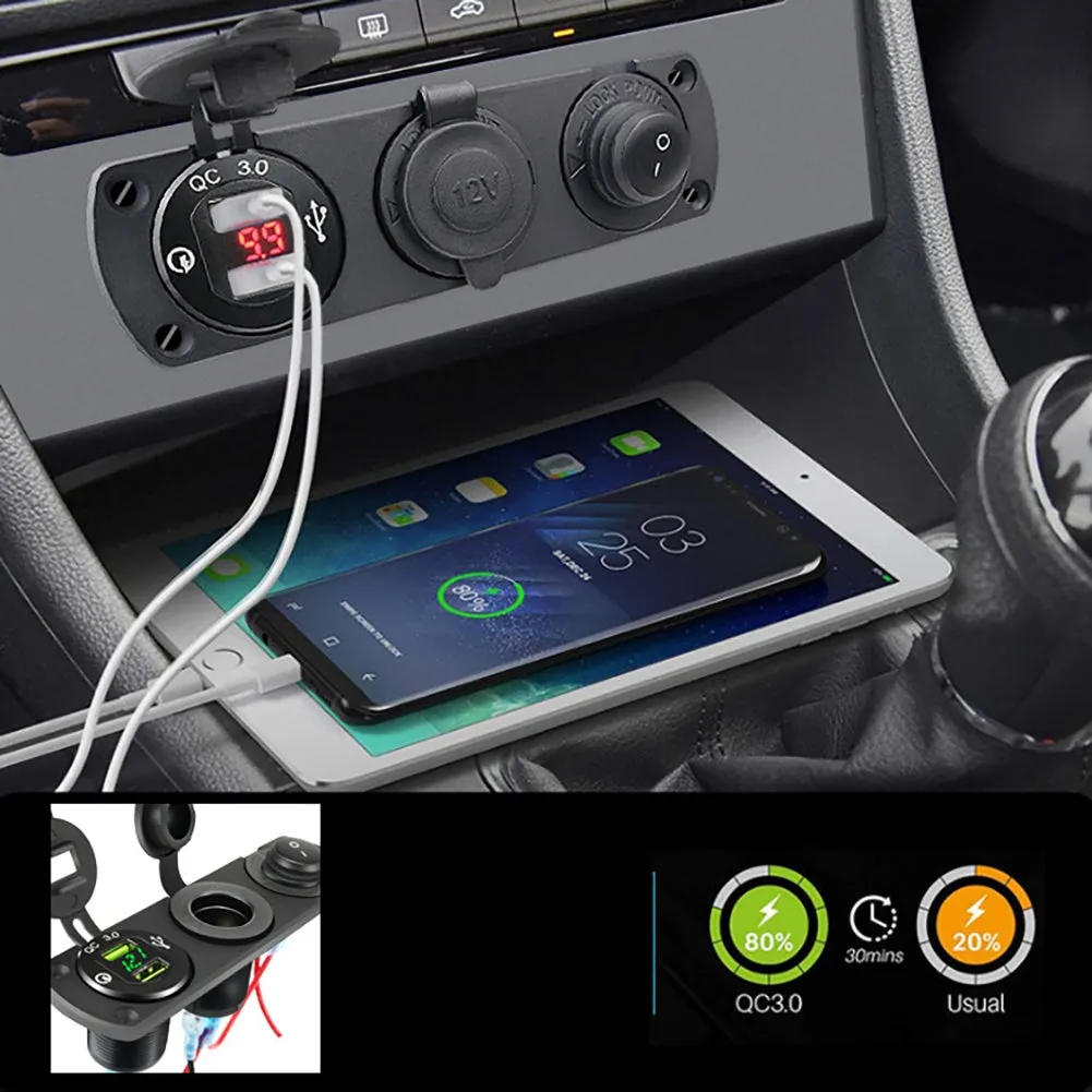 12-24v Rv Car Charger Socket Cigarette Lighter Waterproof Switch