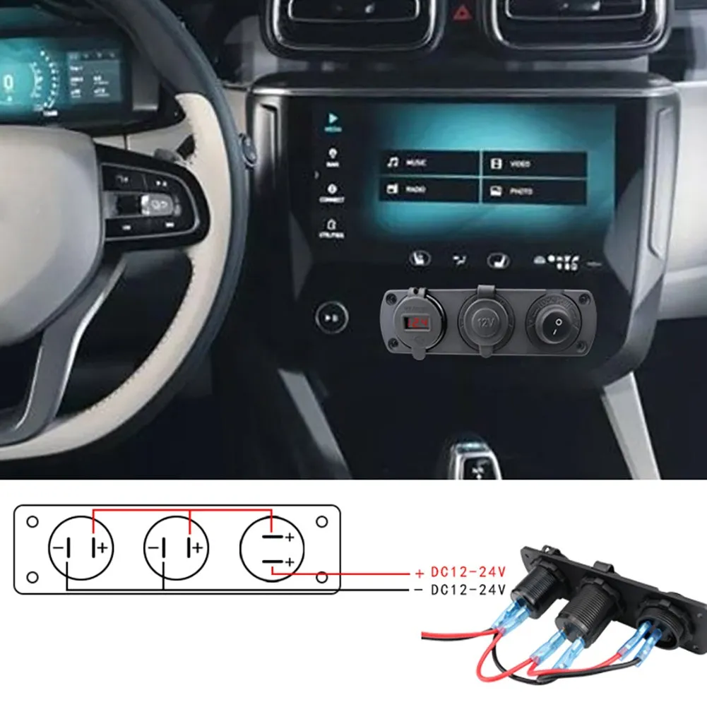 12-24v Rv Car Charger Socket Cigarette Lighter Waterproof Switch