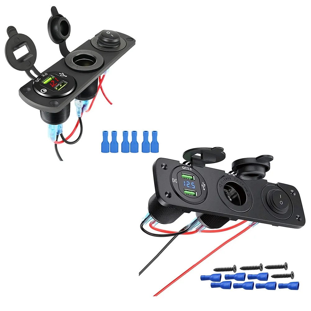 12-24v Rv Car Charger Socket Cigarette Lighter Waterproof Switch