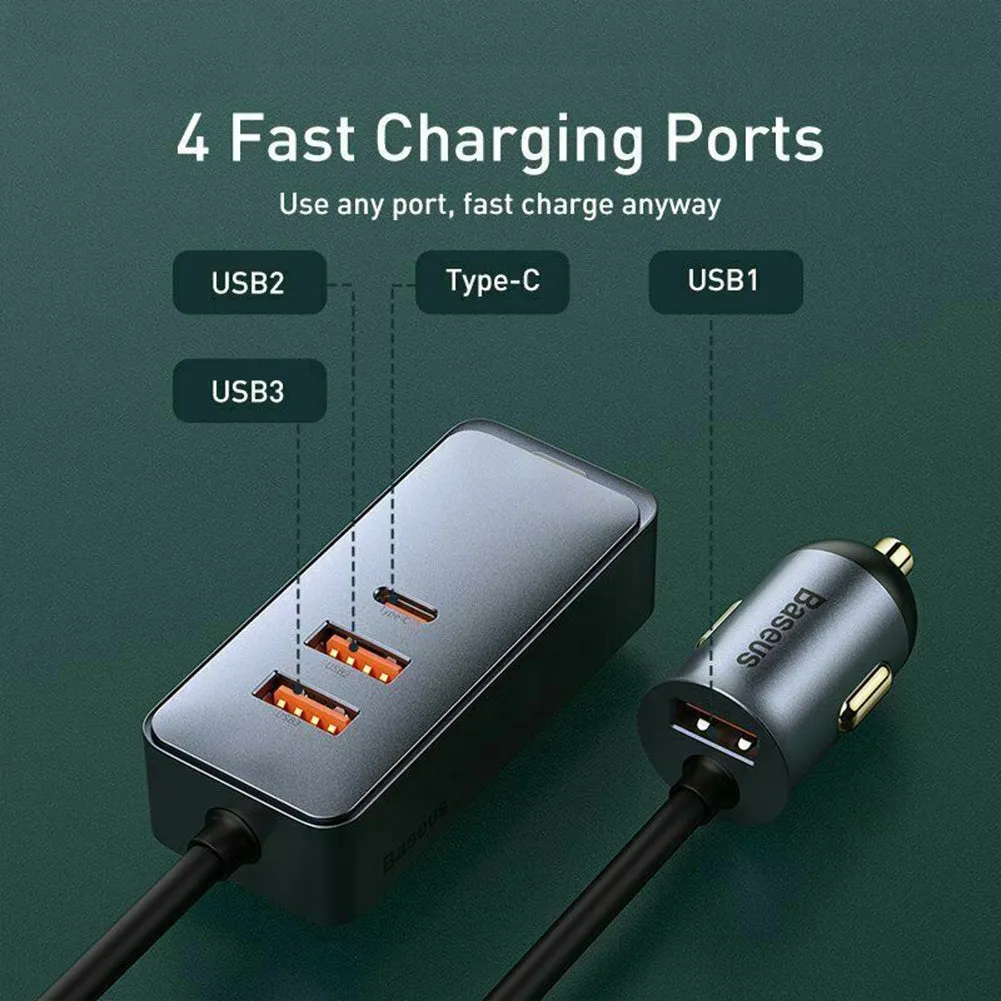 120w Car  Cigarette  Lighter  Splitter Gold-plated Contacts Usb