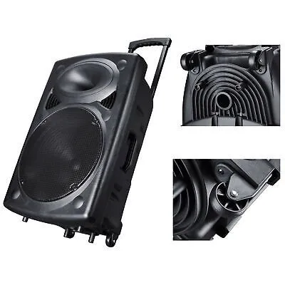 1500W 15" Portable Remote Audio PA Speaker w/ Bluetooth USB Wireless microphone