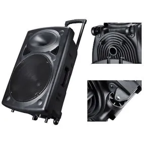 1500W 15" Portable Remote Audio PA Speaker w/ Bluetooth USB Wireless microphone