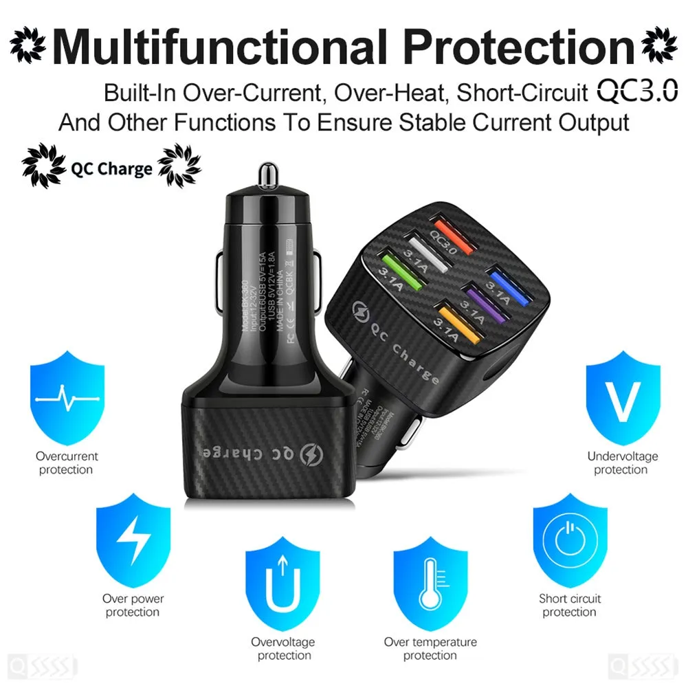 15a Portable Luminous Car  Charger Built-in Overcurrent