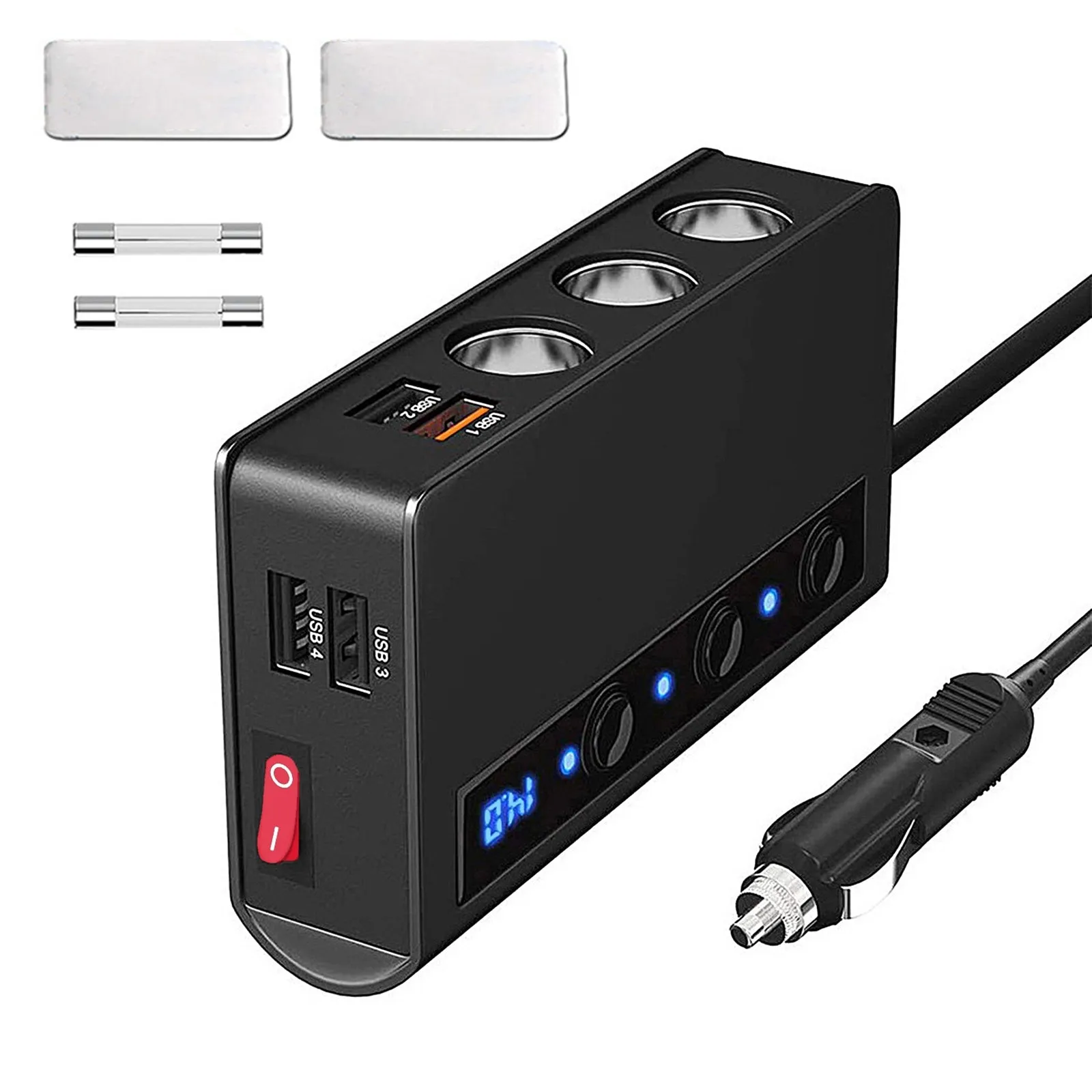 180W USB Car Charger Splitter Adapter 12V 24V Car Splitter 3