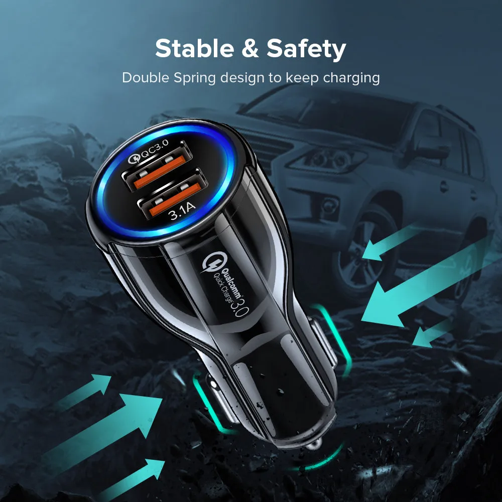 18W 3.1A Car Charger Fast Charger 3.0 Universal Dual USB Adapter