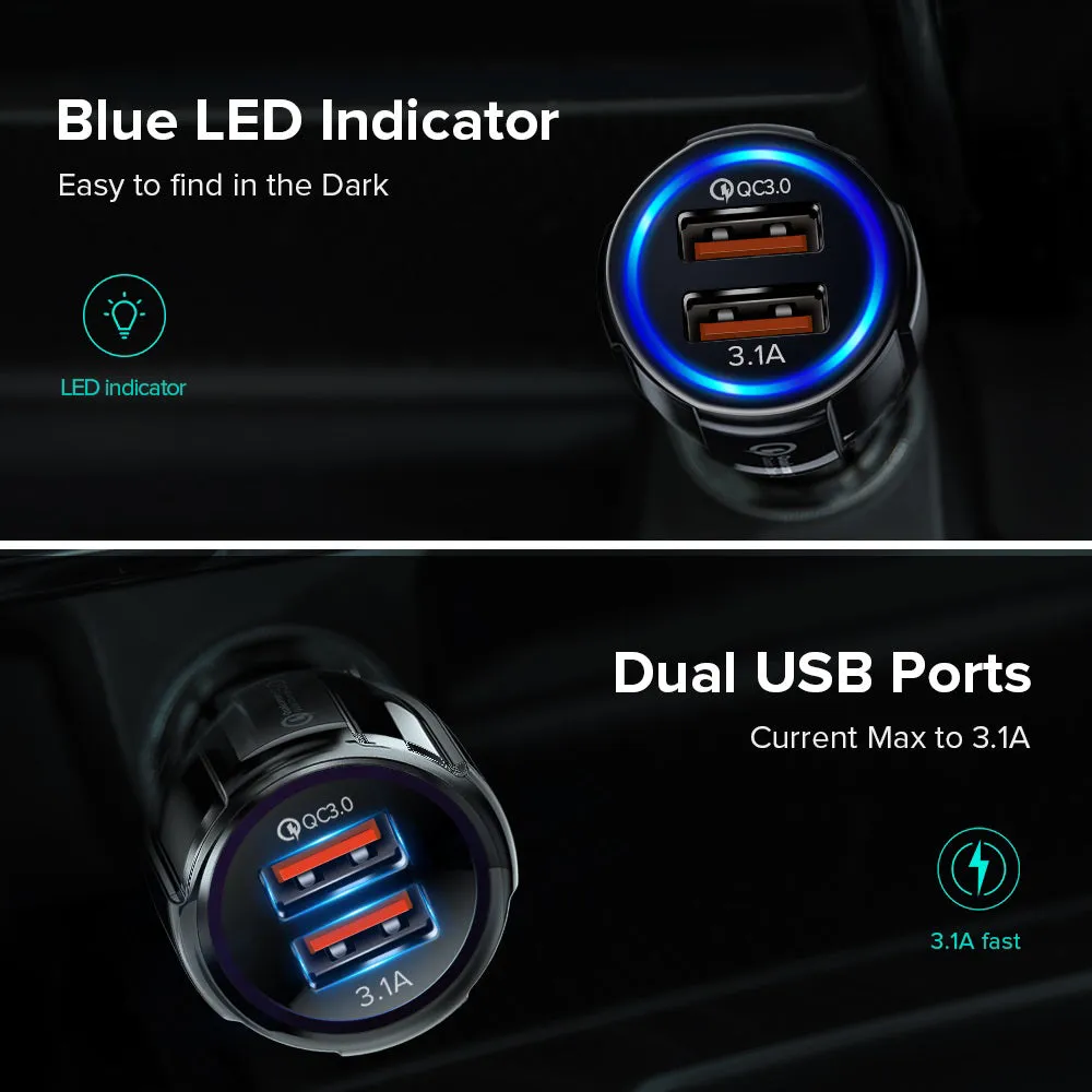 18W 3.1A Car Charger Fast Charger 3.0 Universal Dual USB Adapter