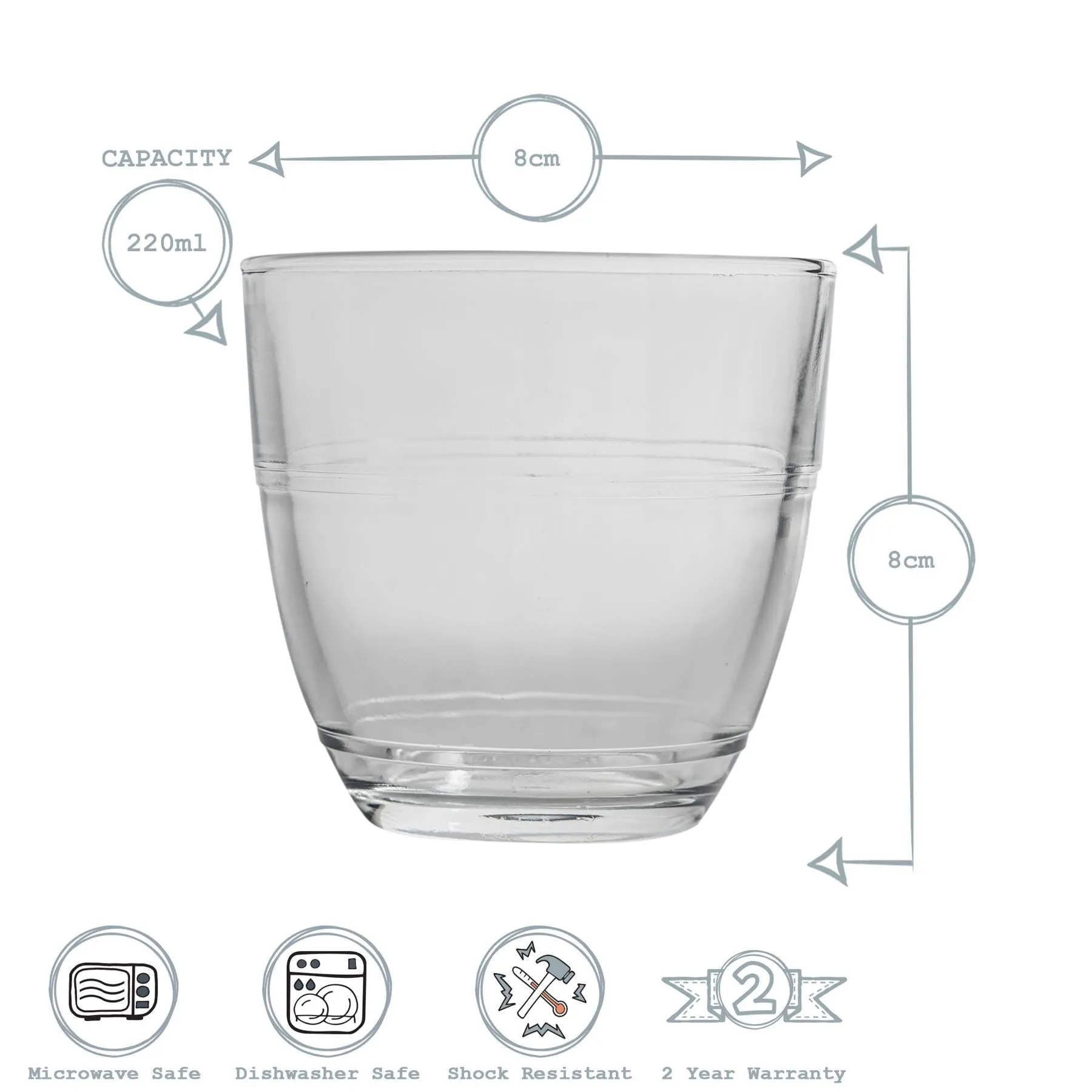 220ml Gigogne Tumbler Glasses - Pack of Six - By Duralex