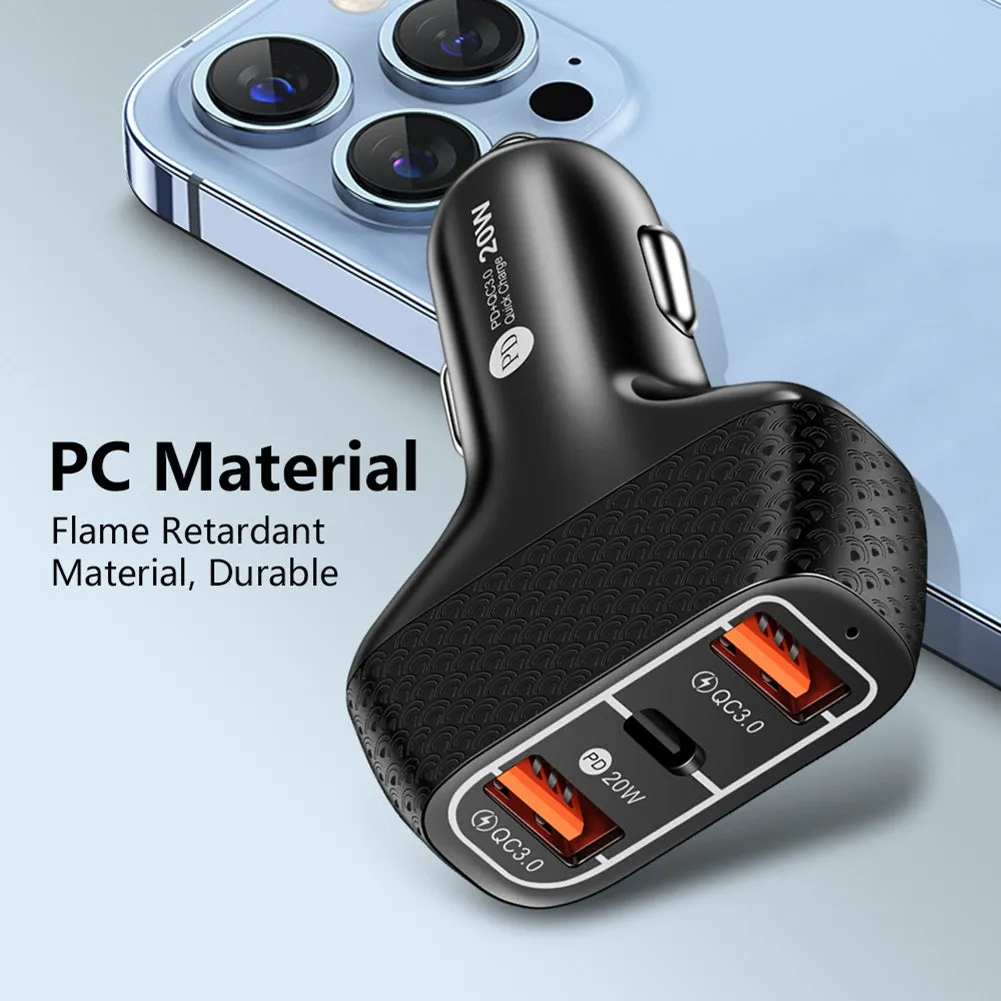 3-in-1 2a 3-ports Universal Car Mobile Phone  Charger Quick