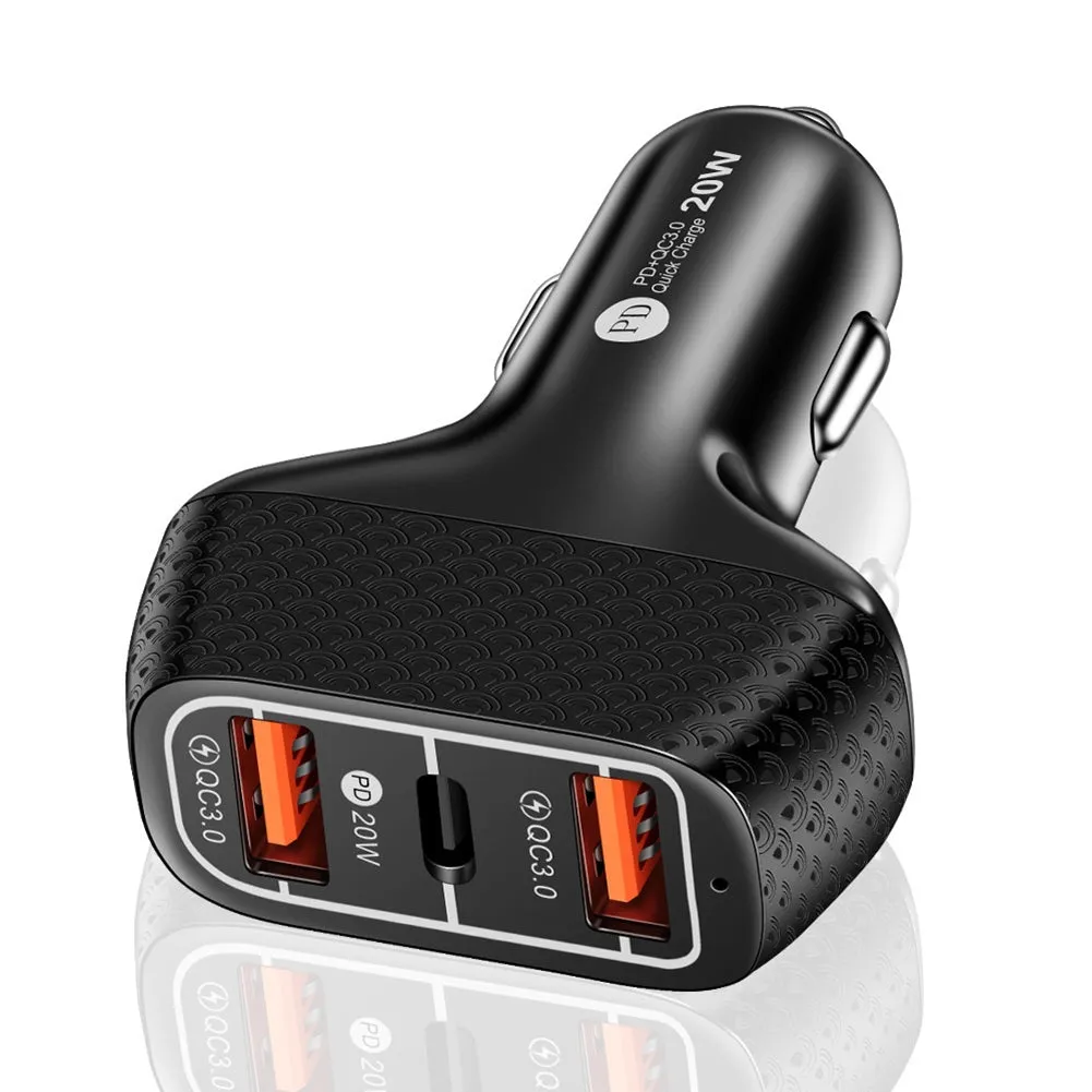 3-in-1 2a 3-ports Universal Car Mobile Phone  Charger Quick
