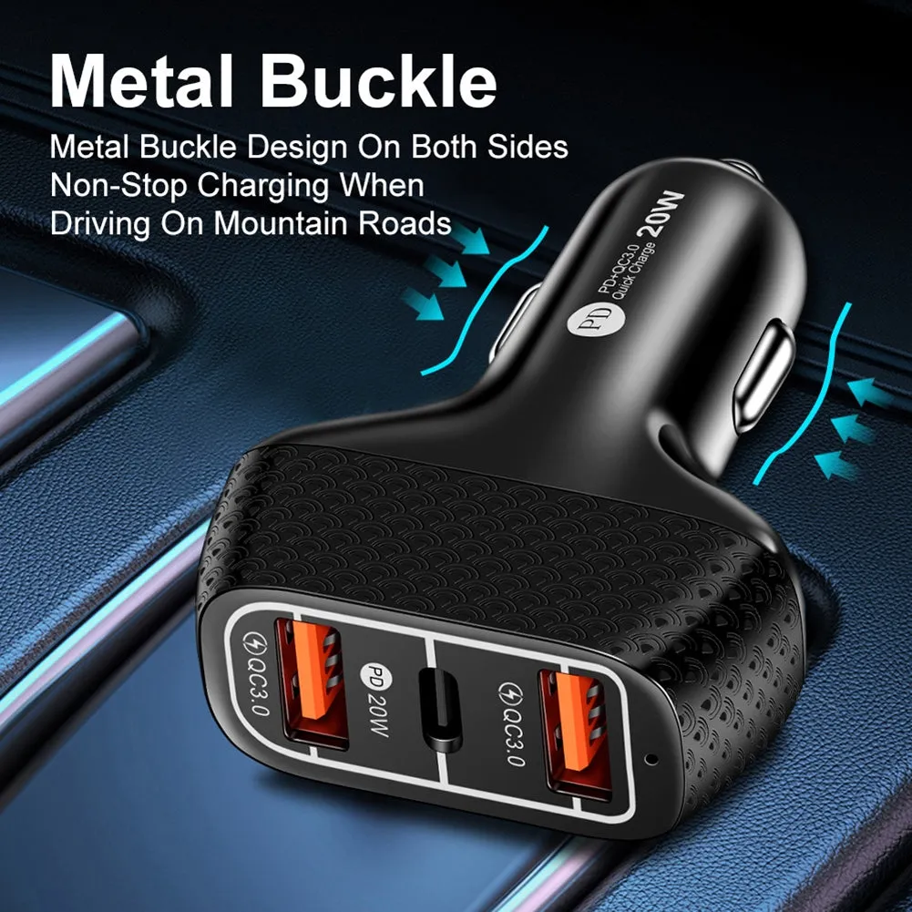 3-in-1 2a 3-ports Universal Car Mobile Phone  Charger Quick