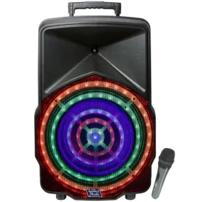 3000 Watts Peak Power 15-Inch Portable Bluetooth Speaker with LED Lights