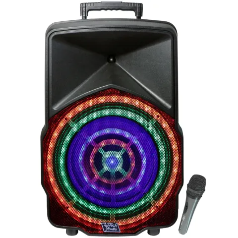 3000 Watts Peak Power 15-Inch Portable Bluetooth Speaker with LED Lights