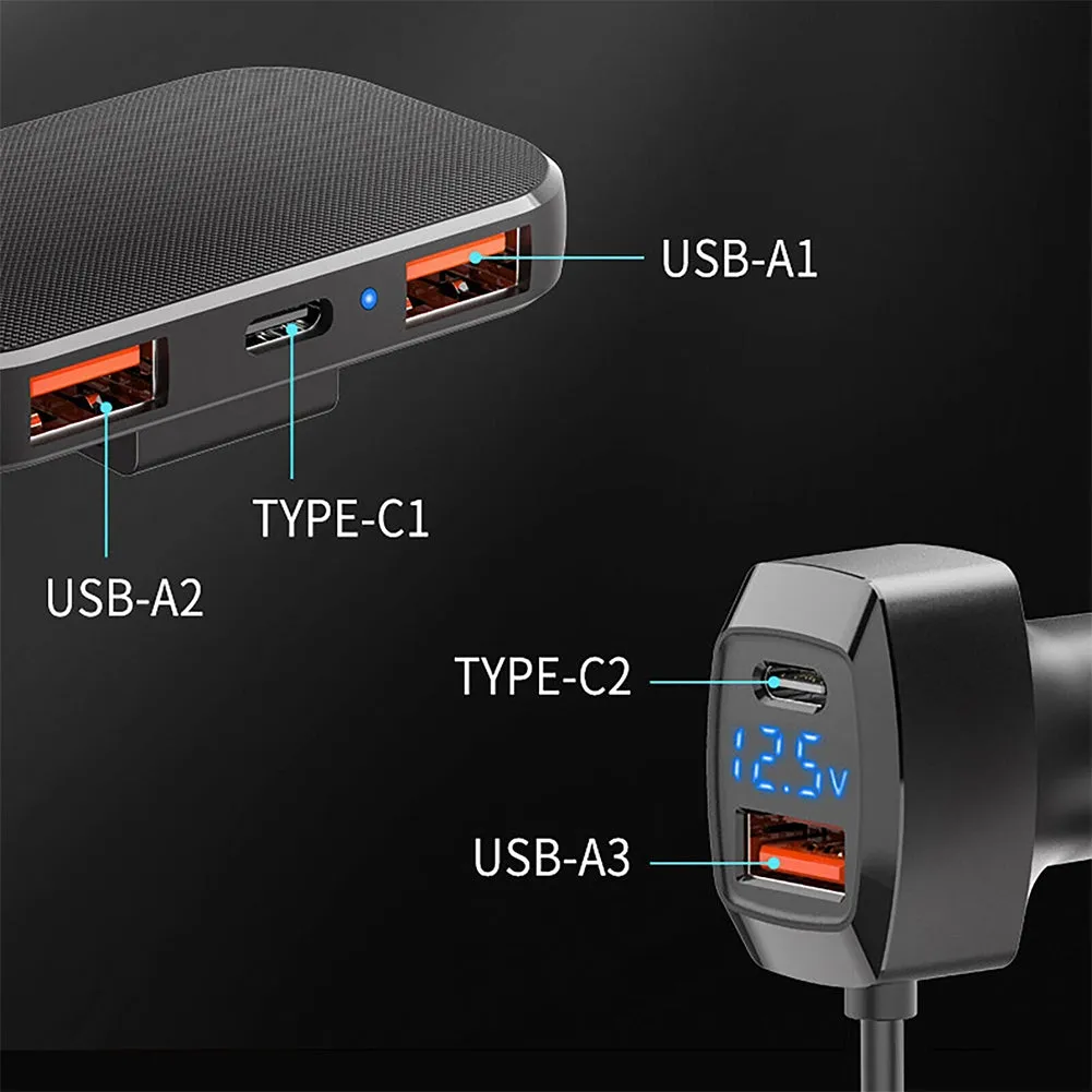 31w Usb Type C Car Charger 5-port Multi-functional Fast Charging