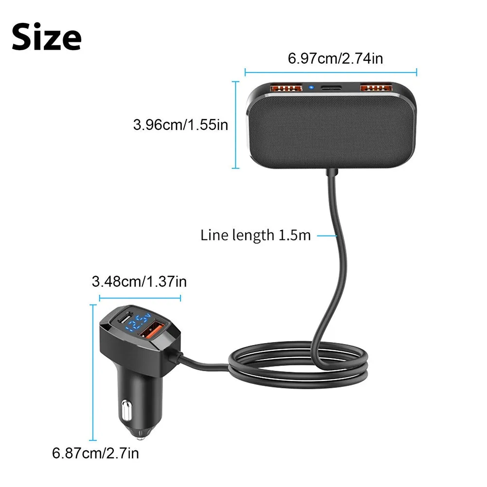 31w Usb Type C Car Charger 5-port Multi-functional Fast Charging
