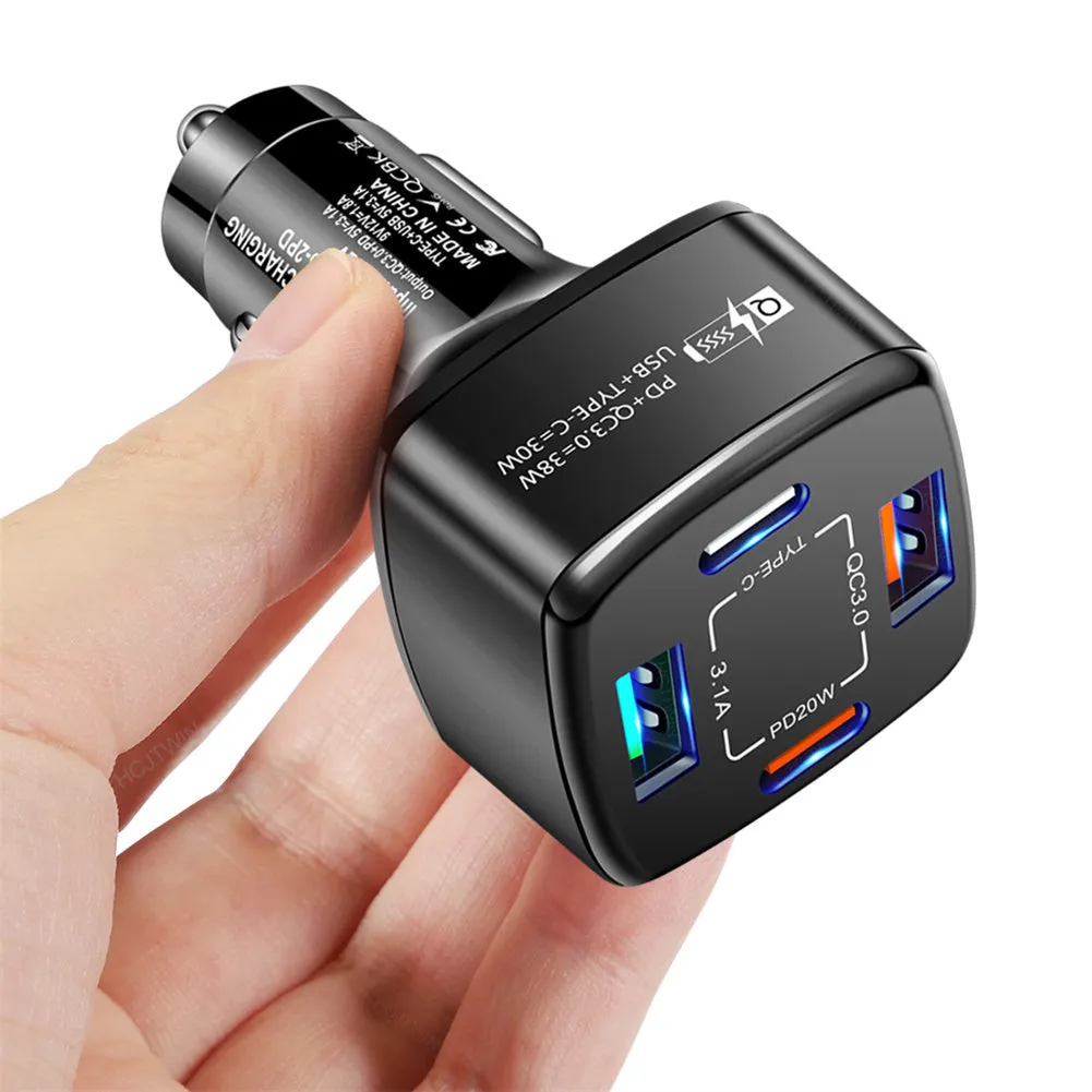 38w Car Charger Fast Charging Type C Pd Qc3.0 3.1a Usb Charger