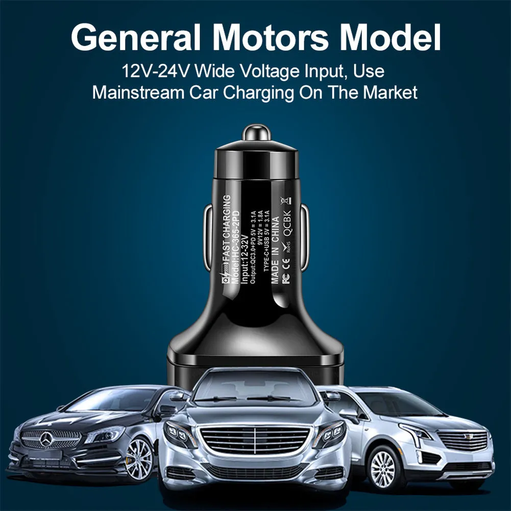 38w Car Charger Fast Charging Type C Pd Qc3.0 3.1a Usb Charger