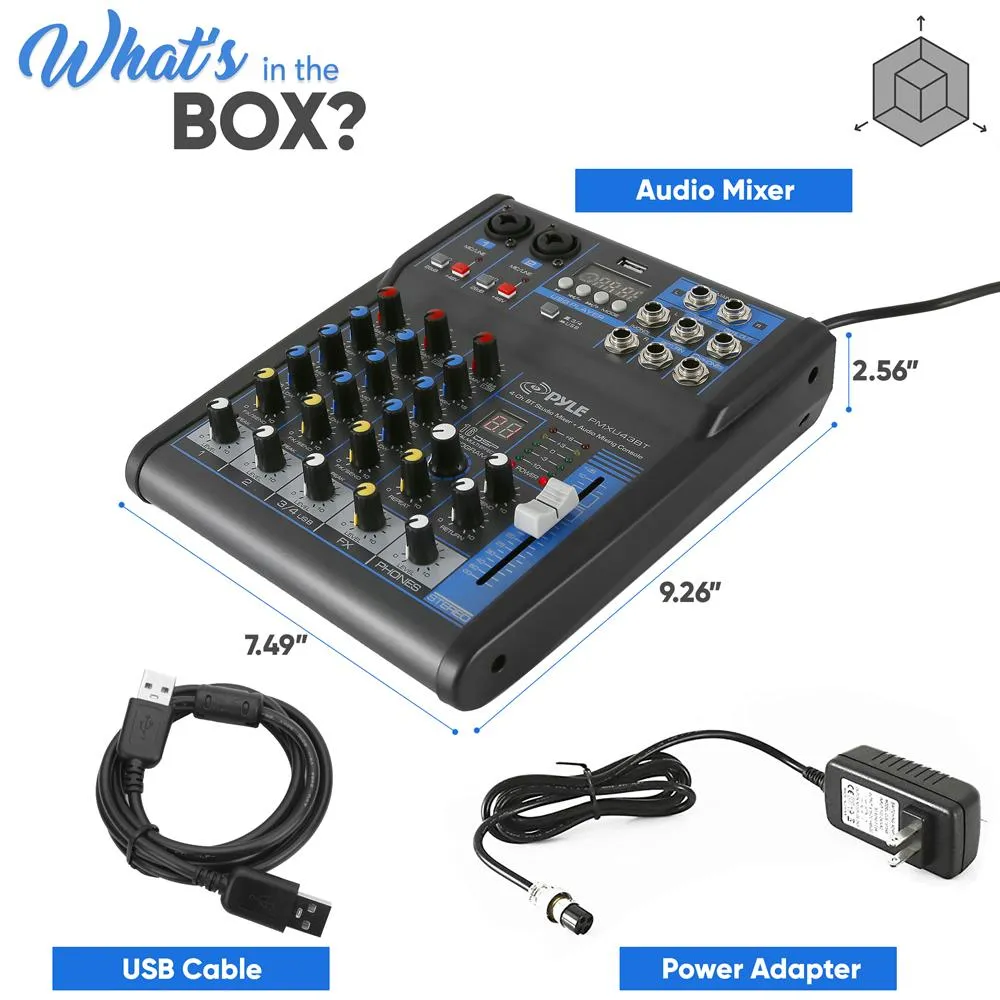 4-Ch. Bluetooth Studio Mixer - Dj Controller Audio Mixing Console System