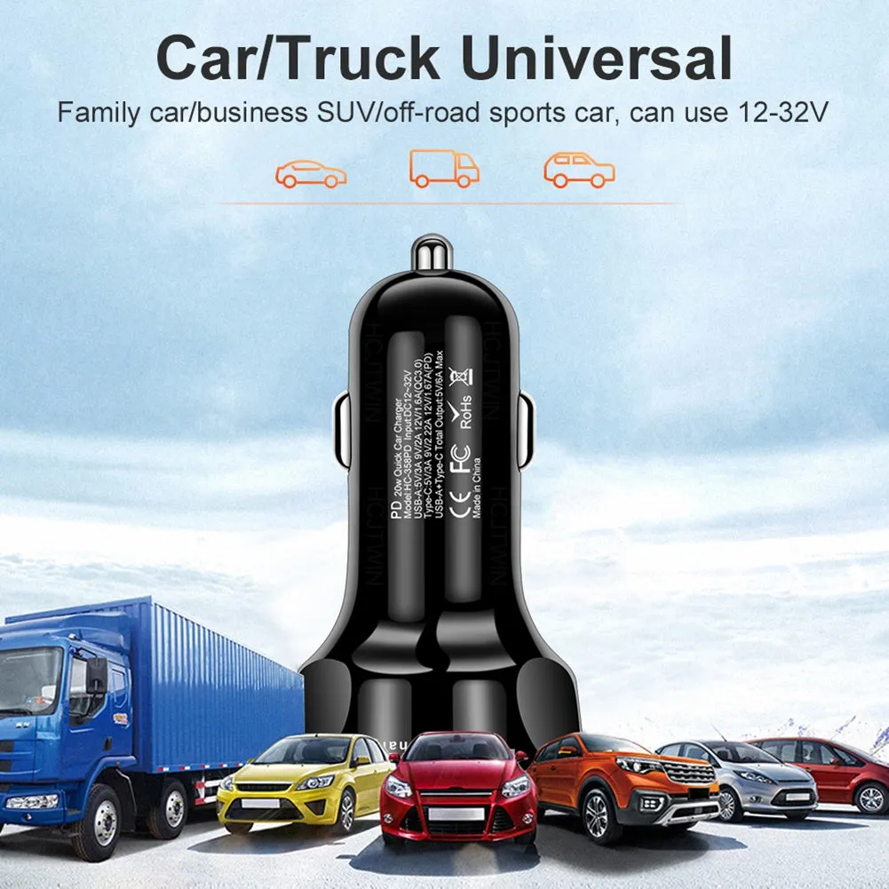 4-in-1 Car Charger Fast Charging Dock Pd 20w Type-c QC3.0 Usb