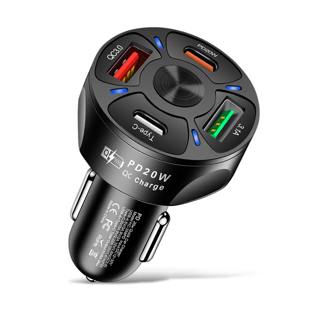 4-in-1 Car Charger Fast Charging Dock Pd 20w Type-c QC3.0 Usb