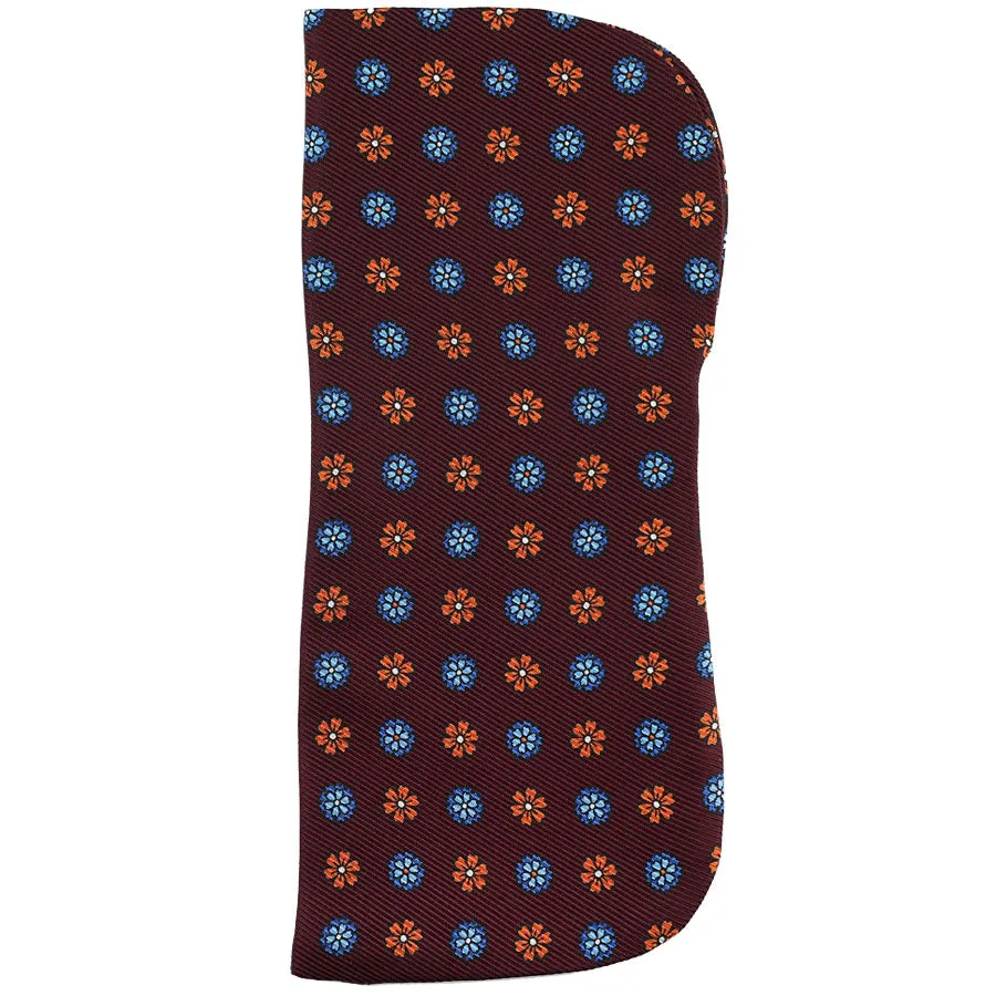 50oz Floral Printed Silk Glasses Case - Burgundy