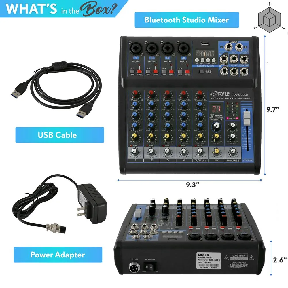 6-Ch. Bluetooth Studio Mixer - Dj Controller Audio Mixing Console System