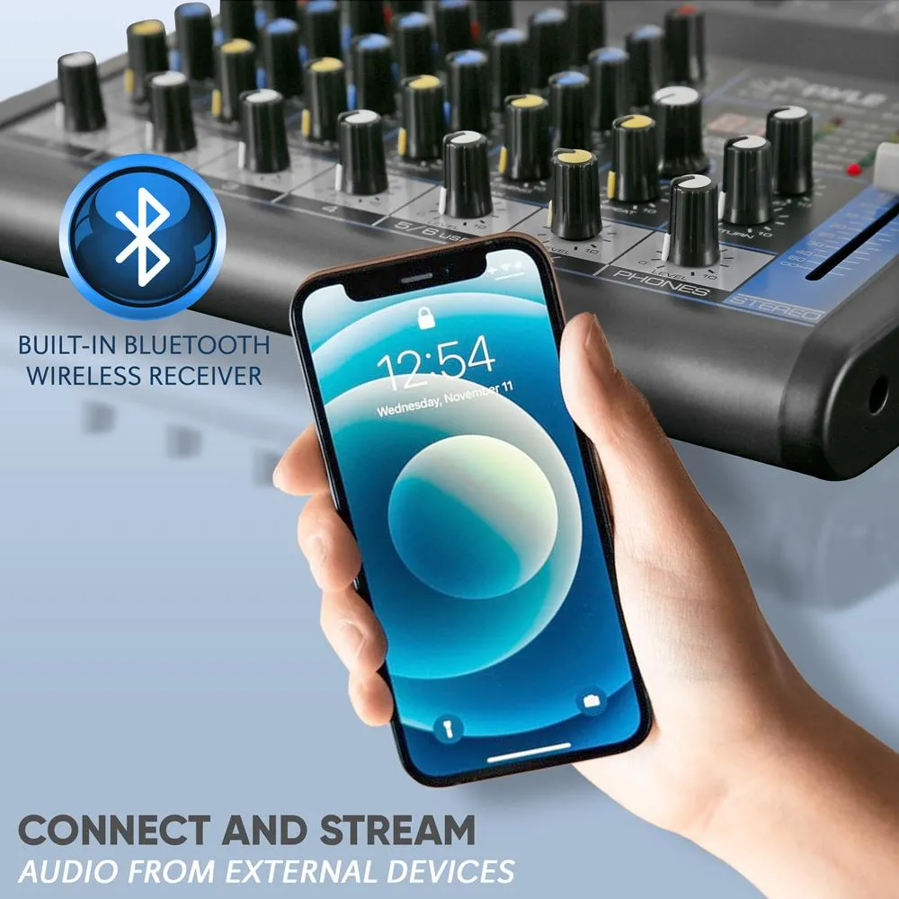 6-Ch. Bluetooth Studio Mixer - Dj Controller Audio Mixing Console System