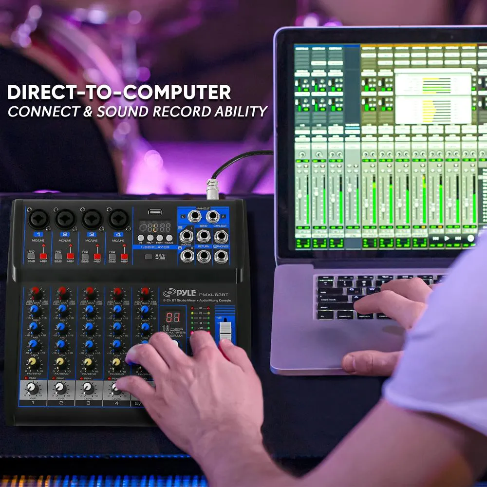 6-Ch. Bluetooth Studio Mixer - Dj Controller Audio Mixing Console System