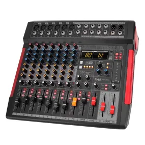 8-Channel Wireless Bt Streaming Audio Mixer W/ Recording Interface - 6 Xlr Input/ 2 Xlr Output Connectors, Built-In Fx/Sub Output & Mp3 Player