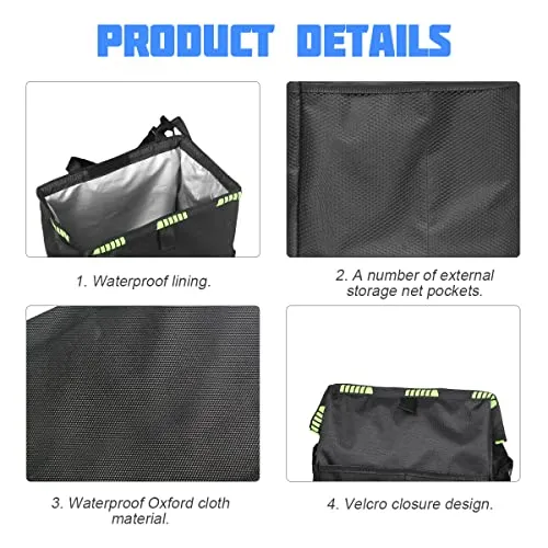 8sanlione Car Trash Can with Storage Pockets, Foldable Hanging Large Capacity Garbage Bin, Leak-Proof Waterproof Trash Bin, Multipurpose Organizer Car Accessories for Truck SUV Home Office (Black)