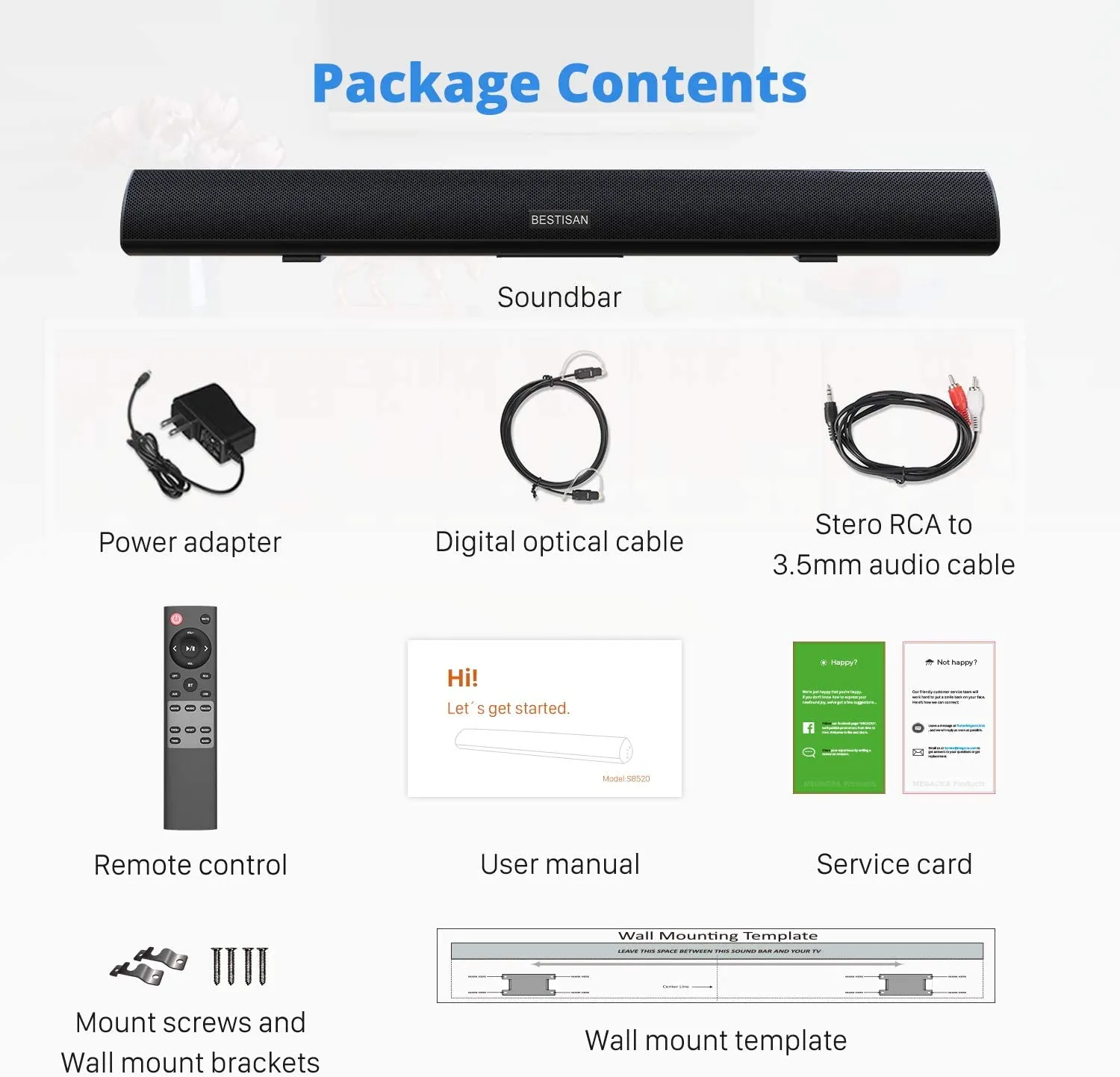 BESTISAN S8520 34 inch 80 Watt Sound Bar for TV Bluetooth 5.0 DSP Wall Mountable | Open Box
