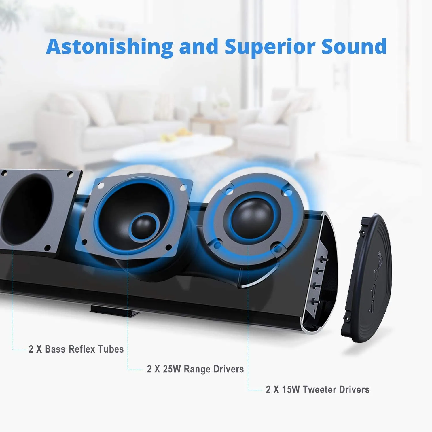 BESTISAN S8520 34 inch 80 Watt Sound Bar for TV Bluetooth 5.0 DSP Wall Mountable | Open Box
