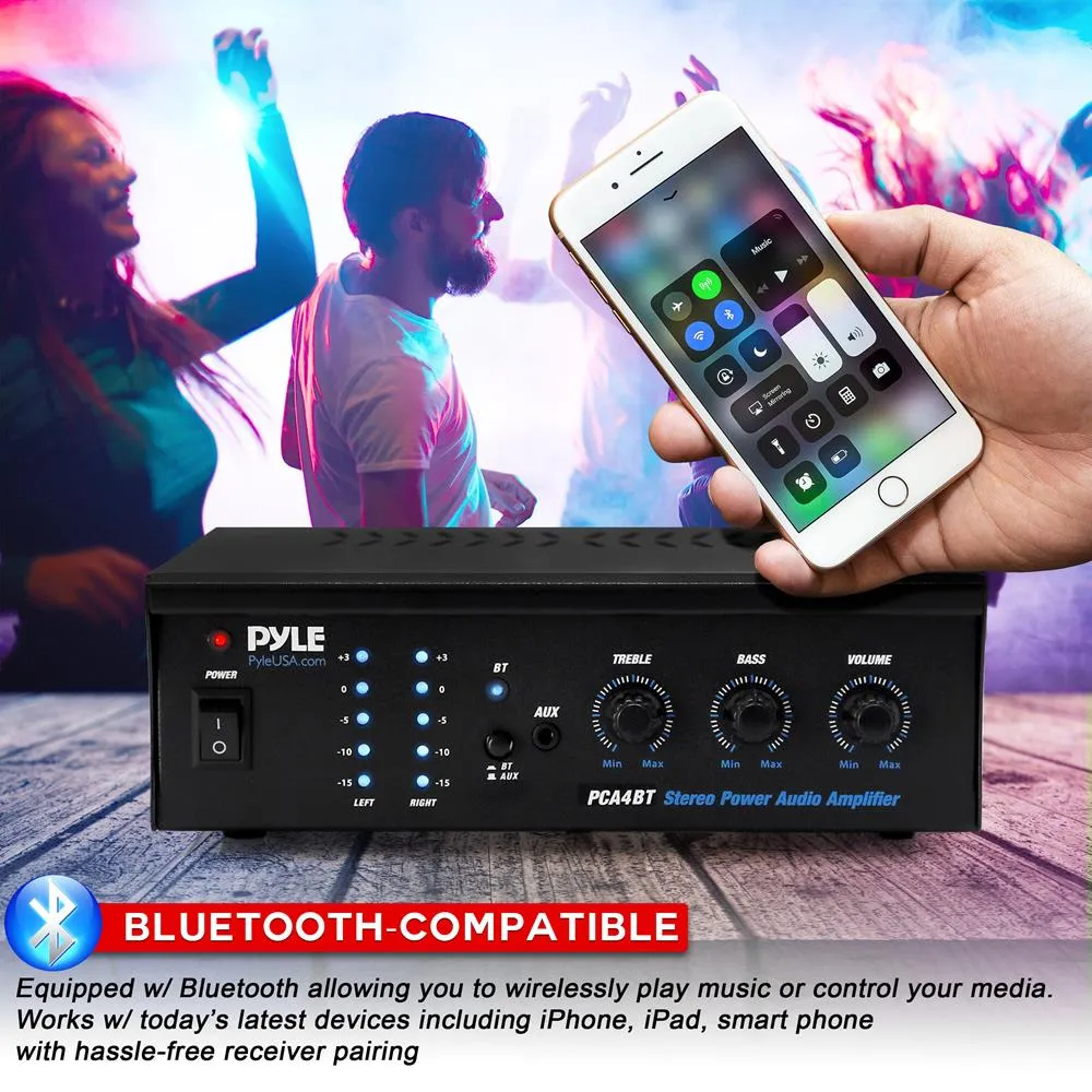 Bluetooth Desktop Amplifier - Compact Audio Receiver Amplifier With Mp3/Aux/Rca Input, Rotary Adjustment Control (2 X 120 Watt)