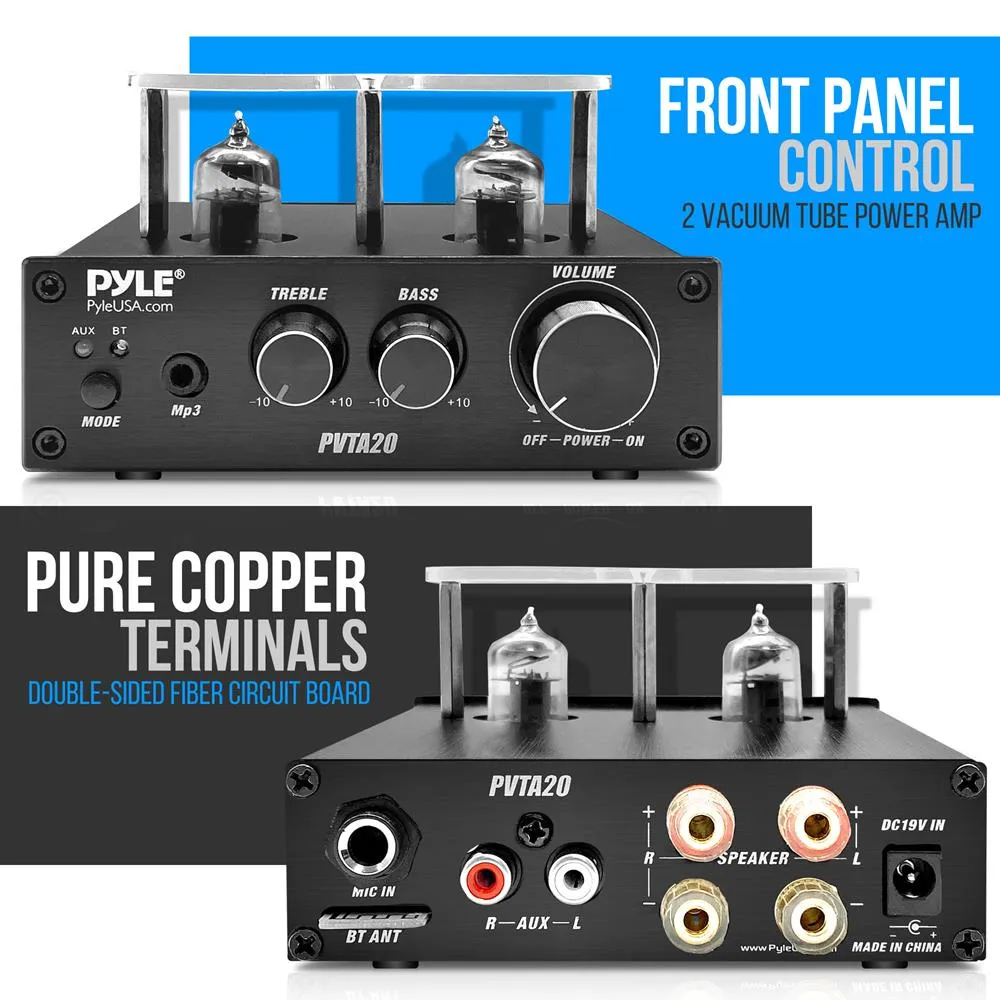 Bluetooth Tube Amplifier Stereo Receiver - 2 Vacuum Tube Power Amp, Cd/Dvd Inputs(L/R), 600 Watts