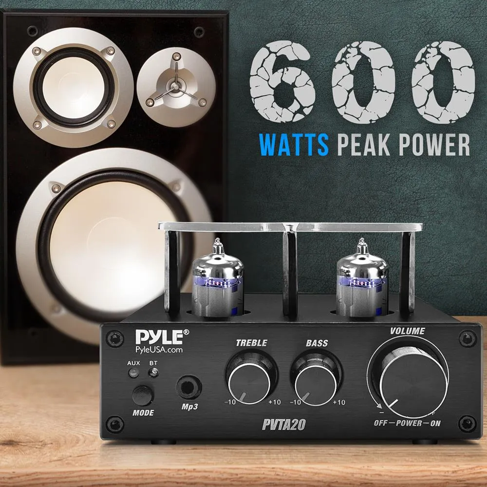 Bluetooth Tube Amplifier Stereo Receiver - 2 Vacuum Tube Power Amp, Cd/Dvd Inputs(L/R), 600 Watts