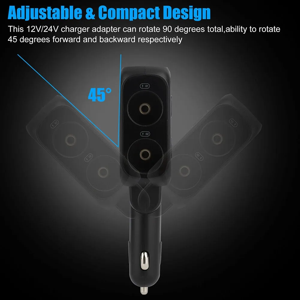 Car Charger 180W 2-Socket Cigarette Lighter Splitter Dual QC 3.0