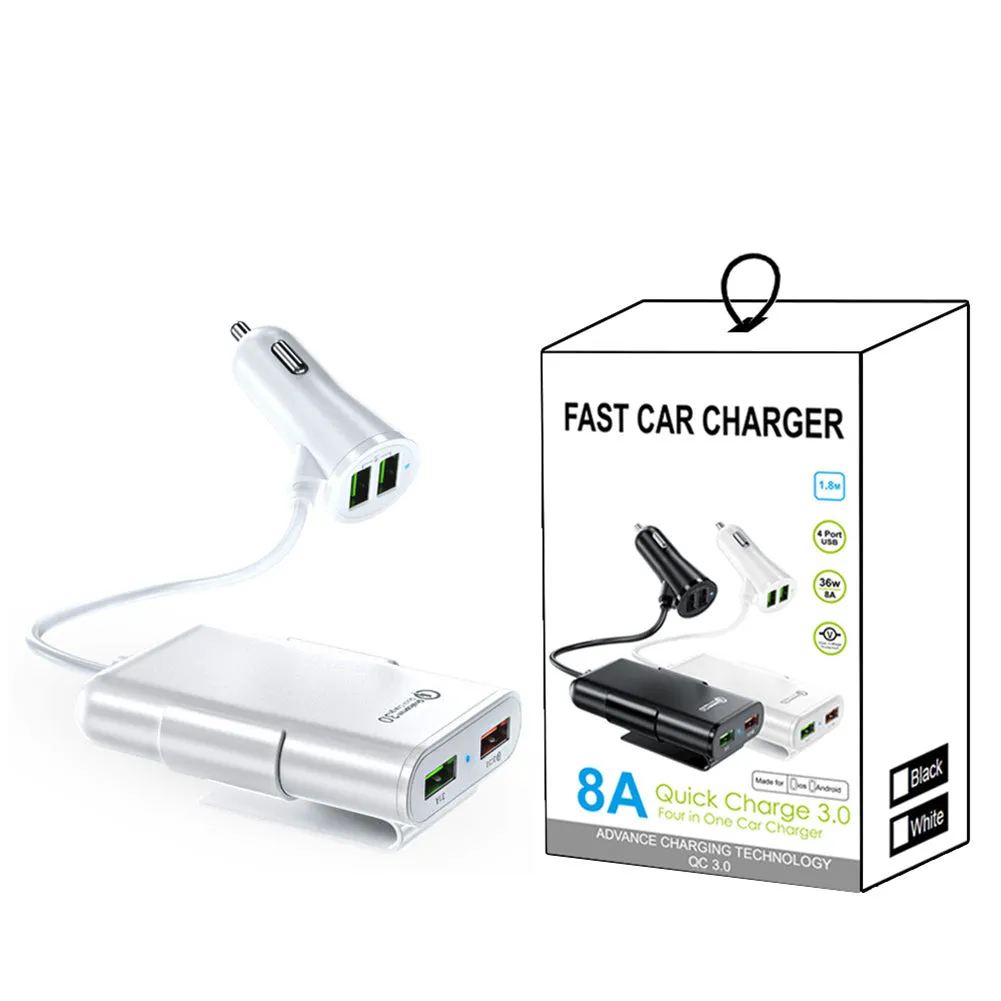 Car  Charger 8a Qc3.0 Front Rear Seat Car Charger 1 To 4