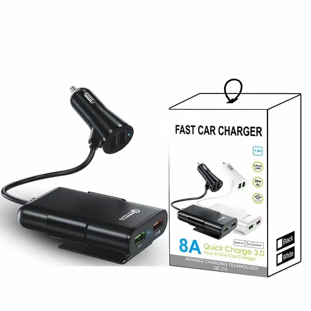 Car  Charger 8a Qc3.0 Front Rear Seat Car Charger 1 To 4