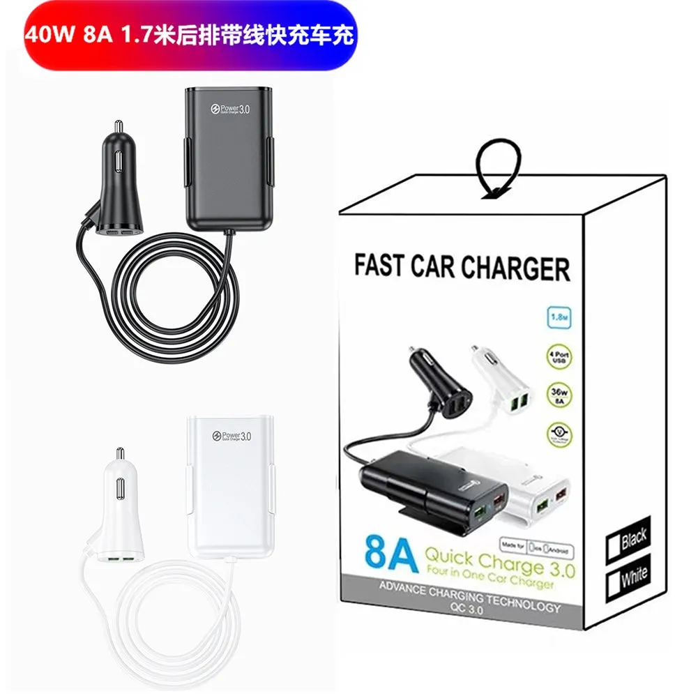 Car  Charger 8a Qc3.0 Front Rear Seat Car Charger 1 To 4