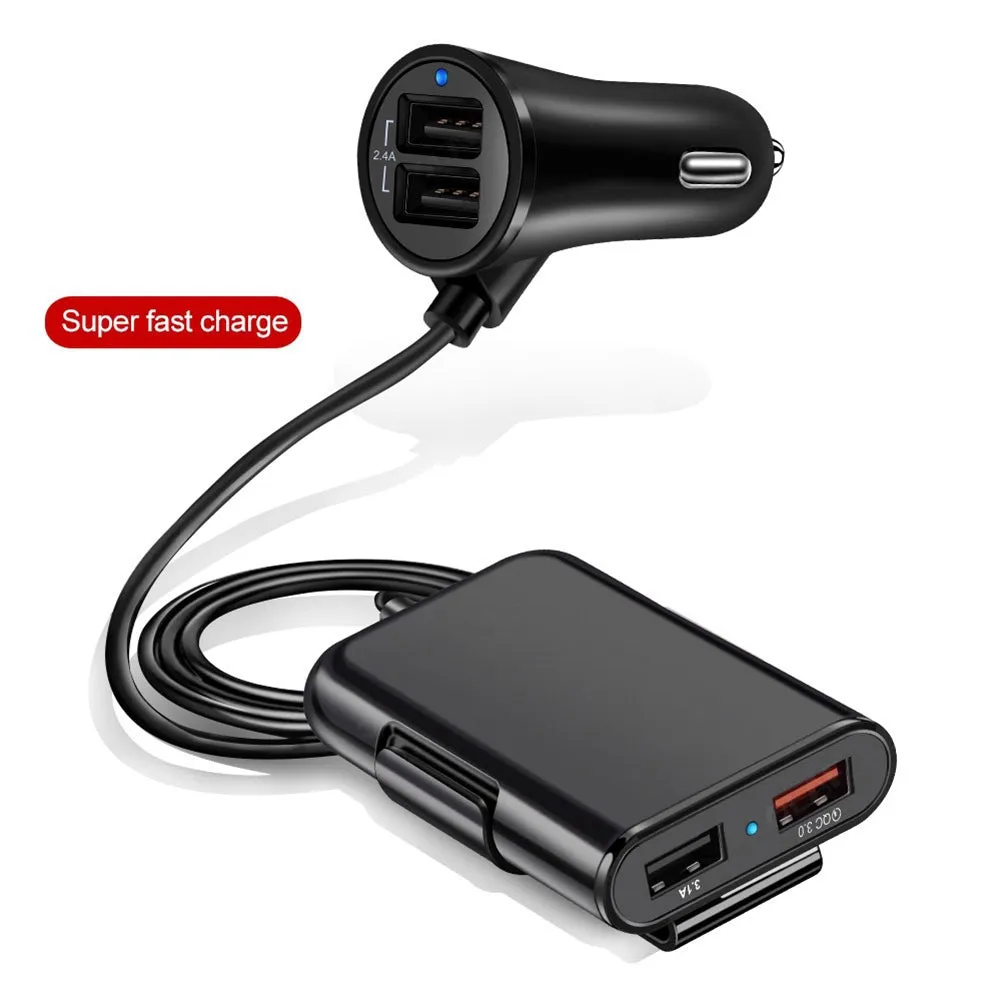 Car  Charger 8a Qc3.0 Front Rear Seat Car Charger 1 To 4