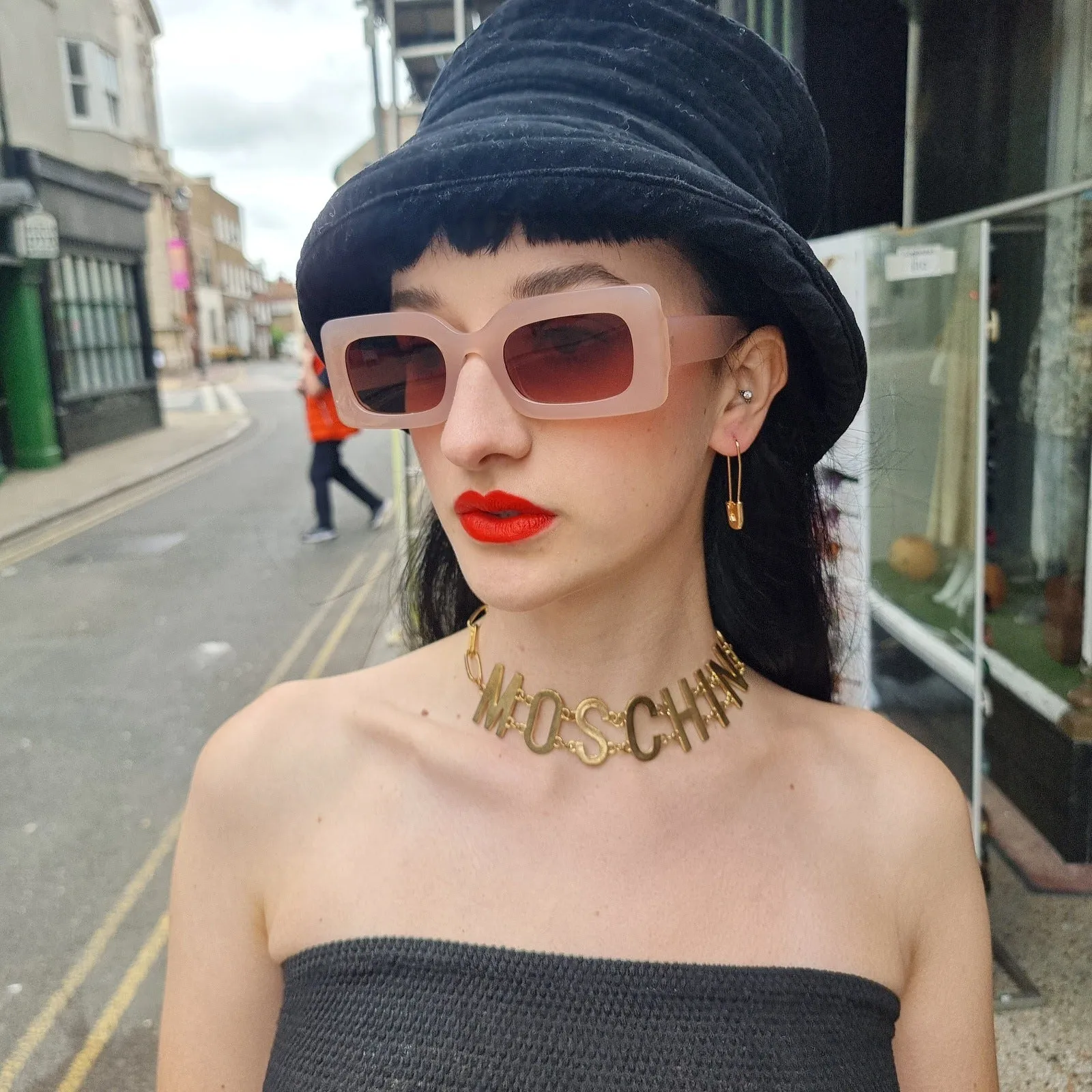 Chunky Rectangular Sunglasses Honey