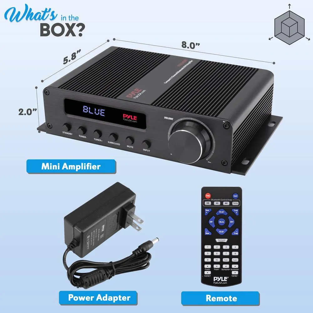 Compact 5.1-Channel Bluetooth Amplifier - Hi-Fi Av Audio Amp Receiver With Hdmi Output, Fm Radio W/ Digital Led Display  (100 Watt)