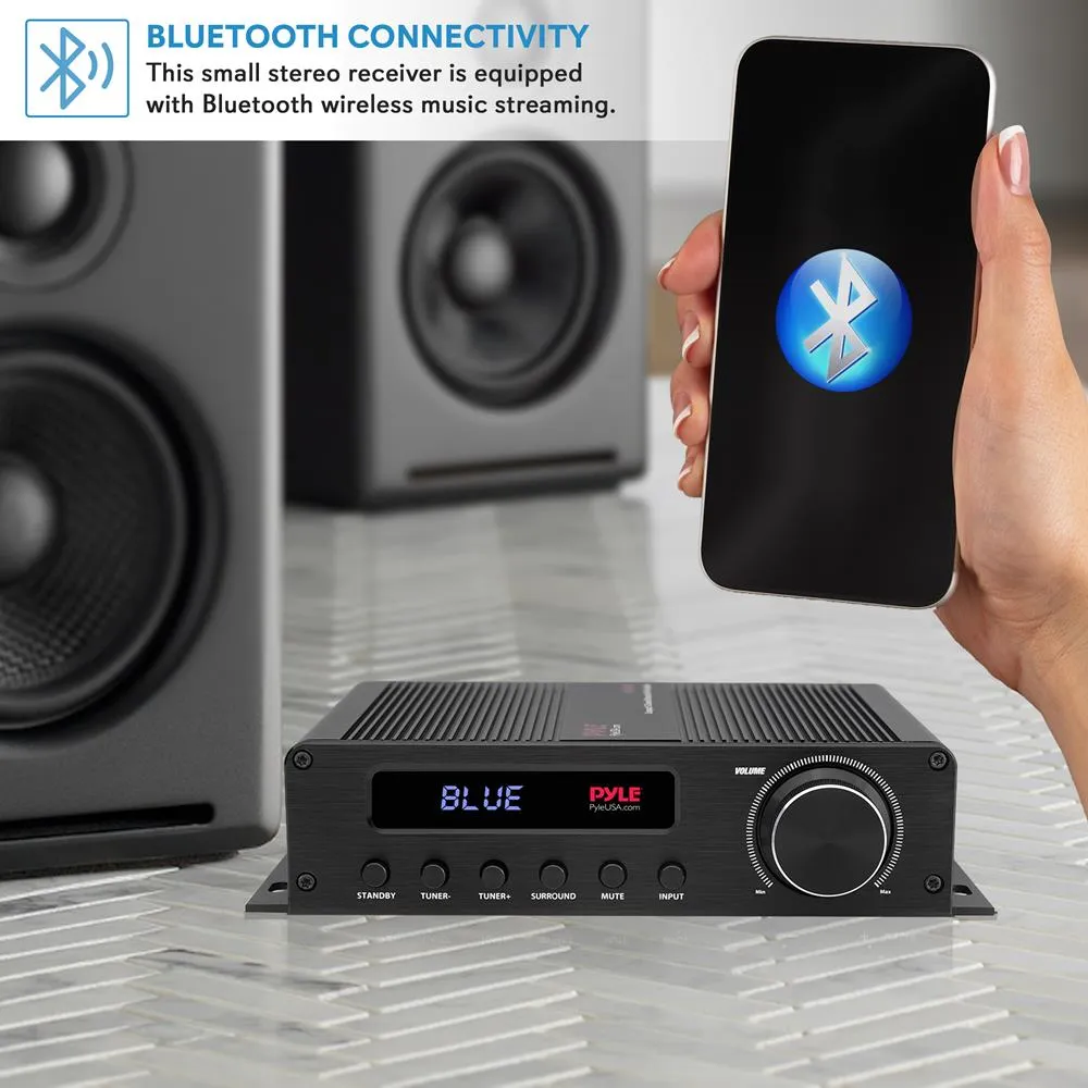 Compact 5.1-Channel Bluetooth Amplifier - Hi-Fi Av Audio Amp Receiver With Hdmi Output, Fm Radio W/ Digital Led Display  (100 Watt)