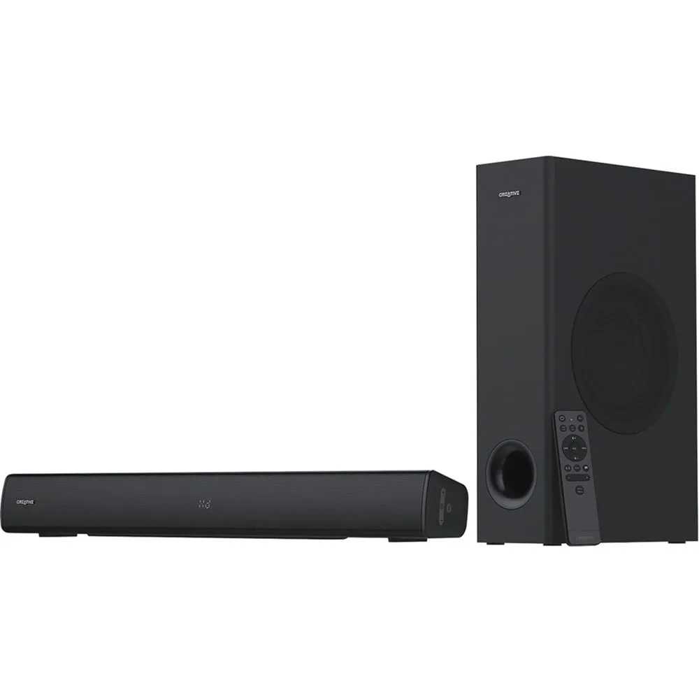 Creative Stage V2 2.1 160W Bluetooth 5.1 Surround Sound Speaker Soundbar & Subwoofer with HDMI ARC, 3.5mm AUX, Optical, USB-A to USB-C Wired Audio-In for Home Entertaiment, Gaming, Movie & Music Streaming, TV, PC, Computer, Display Monitor