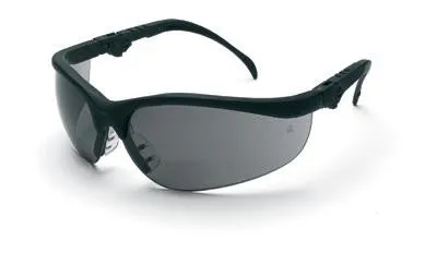 Crews Klondike Magnifier 1.5 Diopter Safety Glasses With Black Frame And Gray Polycarbonate Duramass Anti-Scratch Lens