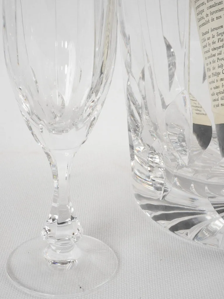 Crystal champagne bucket w/ 6 flutes - 1930s