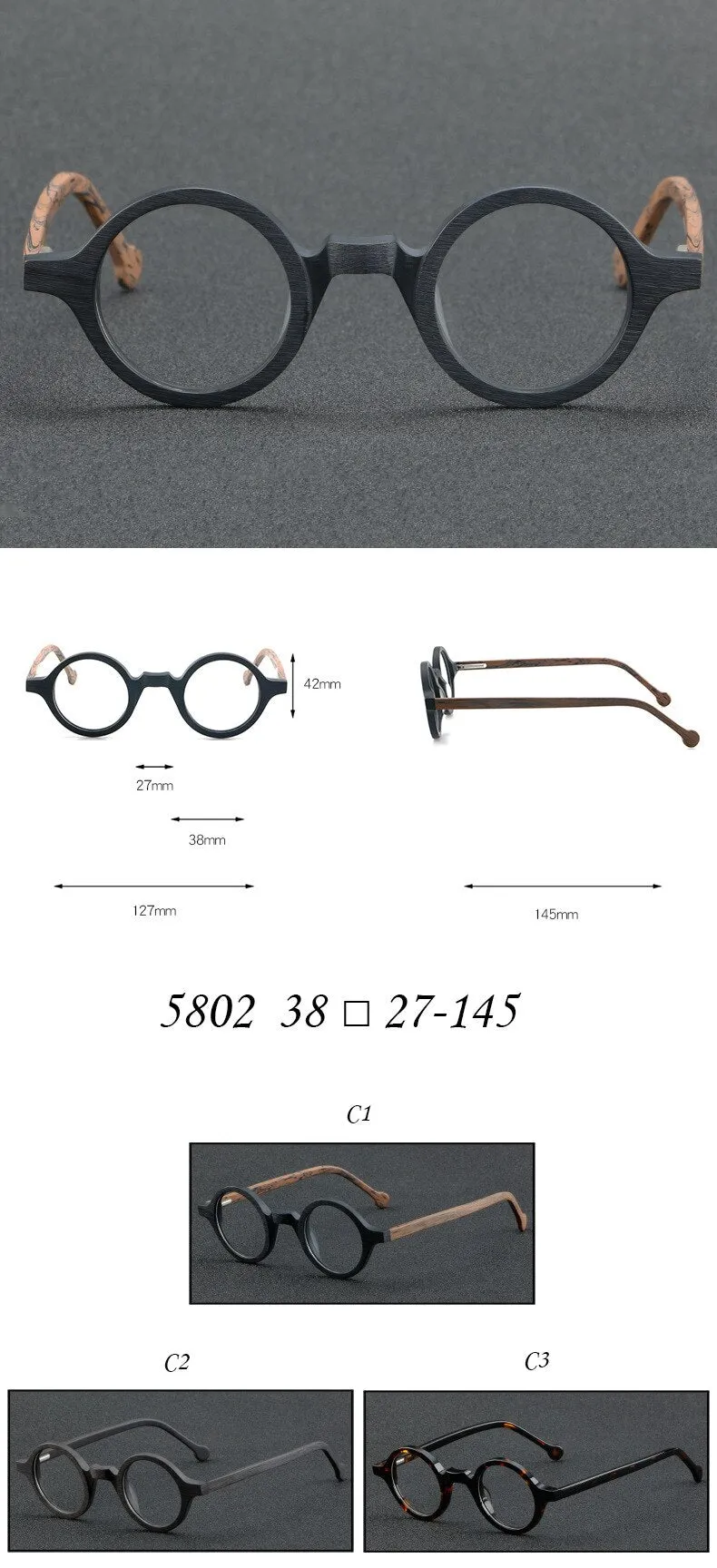 Cubojue Unisex Full Rim Small Round Acetate Hyperopic Reading Glasses Cl003a